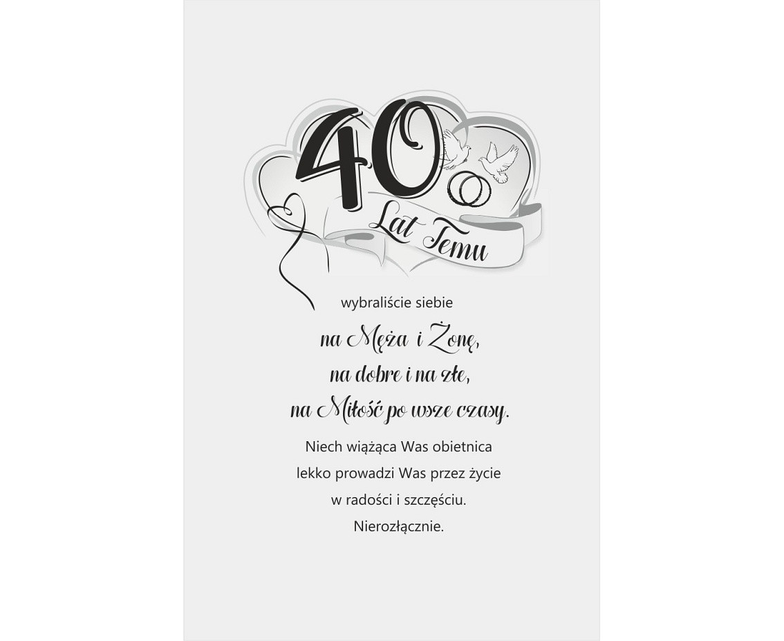 Card 40th Wedding Anniversary, Couple in the car, 13x20,5 cm